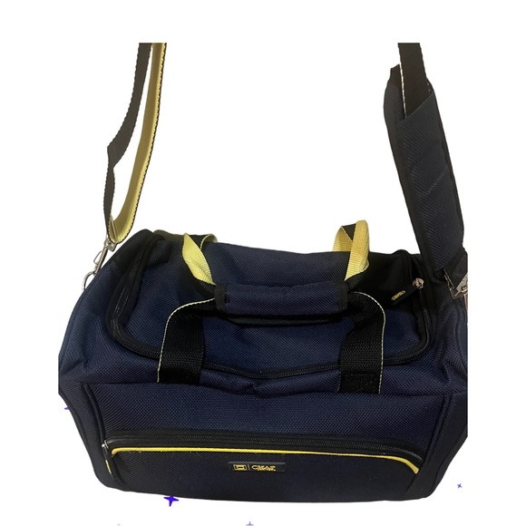 Ralph Lauren Chaps Duffle Bag Carry-On Blue Yellow Travel Fast Shipping - Picture 7 of 10